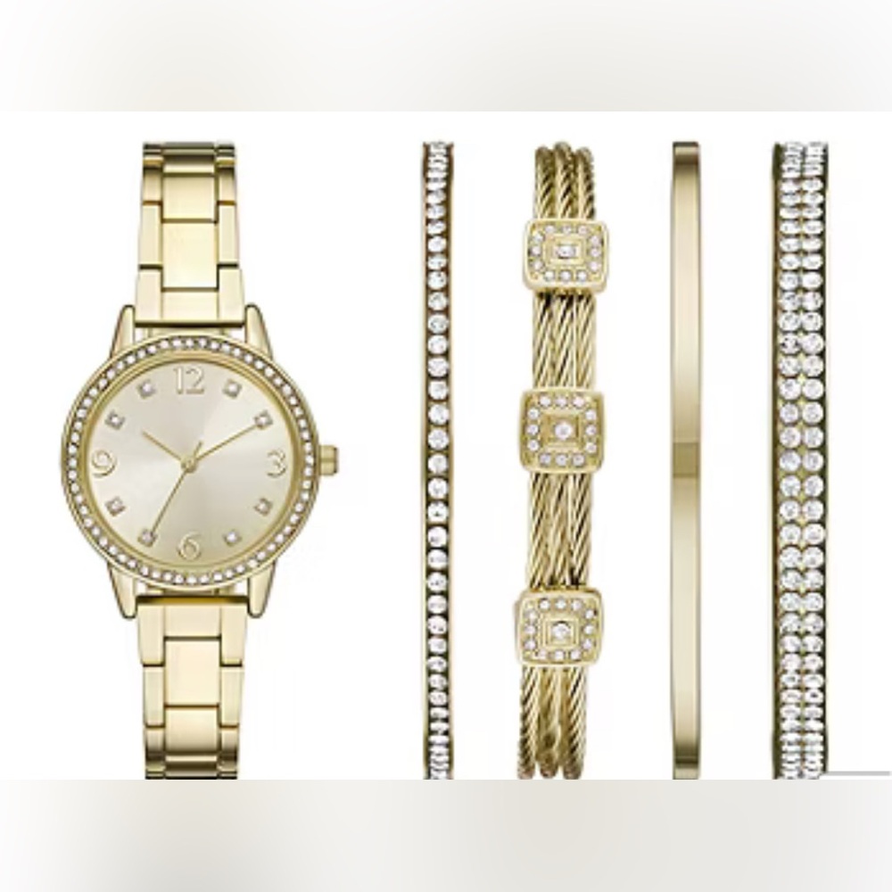 Womens Gold Tone 5pc Watch Set